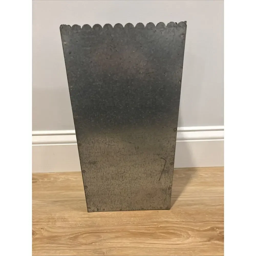 Halloween Candle Holder Galvanized Metal “Trick Or Treat” 7.5x4.75x15”
